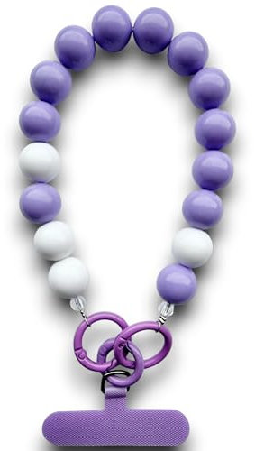 RATASK Mobile Phone Lanyard Wrist Strap, Acrylic Beads Chain Mobile Phone Lanyard, Keychain, charm, (Purple)