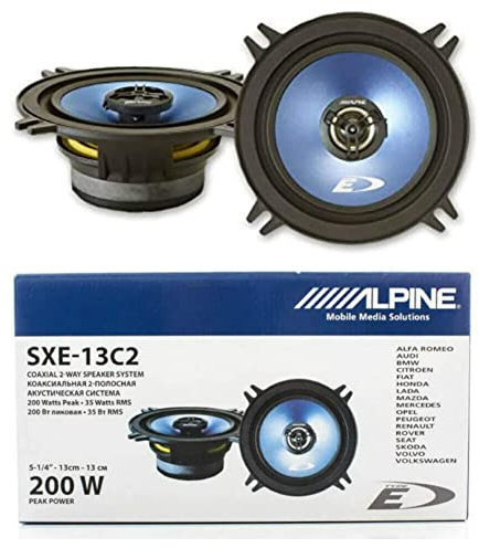 2 Alpine SXE-13C2 Haut-parleurs coaxiaux 2 Voies 13 cm 130 mm 5.25 diametre 35 Watt rms 200 Watt Max boîtiers Standard pour Voiture, Paire