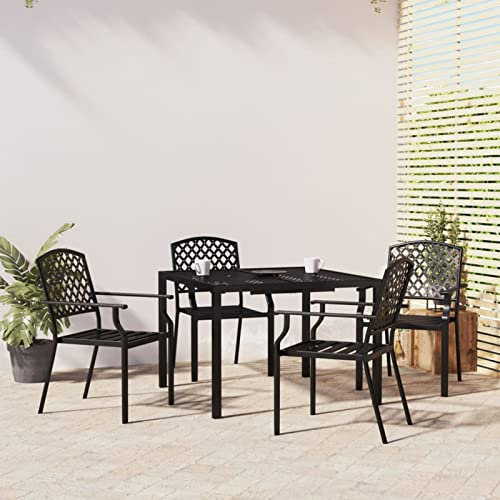 Festnight Gartenmöbel Set 4 Stühle mit Tisch Sitzgruppe Garten Essgruppe 4 Personen Sitzgarnitur Metall Gartentisch mit Stühlen Set Stahl Gartengarnitur Balkonmöbel Wetterfest