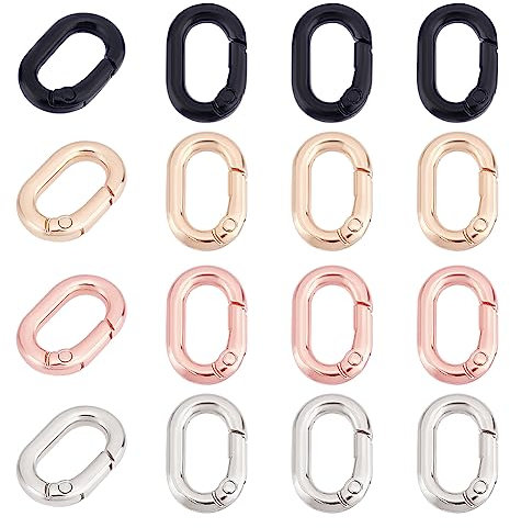 PandaHall 16 Stück 4 Farben Frühlings Schlüsselanhänger 21x14x4mm Ovaler Verschluss Federverschlüsse Verbindungsstück Federschnapp Clip Karabiner karabinerhaken Für DIY Schlüsselanhänger