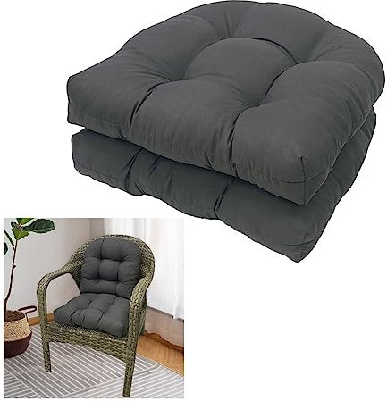 QLXYYFC 2 Stück Outdoor-Sitzkissen, Gartenkissen Mit Abgerundeten Ecken, Gartenstuhl-Pads, Gesteppte Terrassen-Sitzkissen for Gartenmöbel (Color : Grey, Size : 48x48)
