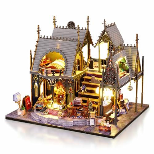 Cuteefun DIY Miniatur Puppenhaus Meer Kit, Miniatur Hau DIY Hölzernes Puppenhaus für Erwachsene, Como Regalo de Navidad de Cumpleaños (Zauberzimmer)