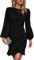 TcIFE Womens Casual Dress Long Sleeve Ladies Bodycon Ruched Ruffle Hem Mini Dress Slim Fit Elegant Sexy Party Club Dresses, Black, L