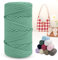 LEREATI Polyester Garn 150m Makramee Garn 4mm Geflochten Polyester-Seil Farbig Häkelgarn, Polyester Macrame Cord 4mm für Häkeltasche Umhängetasche Handtasche Geschenk Strickwaren (Gemüsegrün)