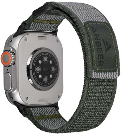 Anbeer Nylon Cinturino Compatibile con Apple Watch 49mm 45mm 44mm 42mm, Nylon Regolabile Sportivo Ricambio Strap per iWatch Ultra 2 Ultra Series 9 8 7 SE 6 5 4 3 2 1