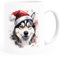 SpecialMe® Tasse Hunde-Motiv Weihnachten Weihnachtsmütze lustig Hunderassen Geschenk Hundebesitzer Aquarell Husky weiß standard