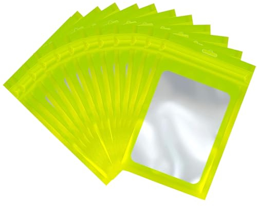 30 Stück Grün Mylar Beutel 16x24cm mit Sichtfenster, Wiederverwendbar Groß Baggys Tüten Druckverschlussbeutel Verschließbare Zip Beutel für Snacks Schmuck Proben Karte