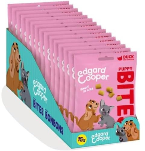 Edgard Cooper Hundeleckerli, Top Dog Bites (Ente & Huhn, 50g x 15, Kleine Bites), Welpen Leckerlies, Getreidefrei, Natürliche Zutaten, hoher Proteingehalt und frisches Fleisch