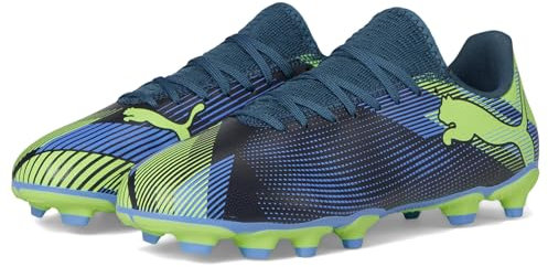 PUMA Future Play Firm, Unisex-Kinder-Fußball-Stollen, künstlicher Boden, Gray Skies-elektro Purple-fizzy Apple-puma White, 4.5 Big Kid
