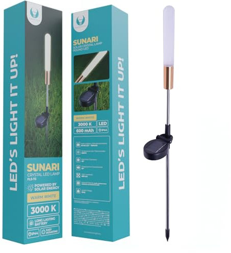 FOREVER Lampe solaire pour jardin en cristal arrondi, 3000 K, 600 mAh, 0,72 Wh Ni-MH, IP44, étanche IP44, pour l'extérieur, les cours, les jardins, la pelouse