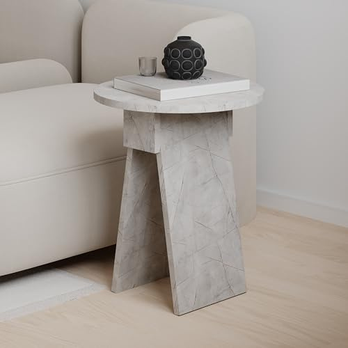 Hocuspicus HOCUS PICUS Moderner Beistelltisch, runde Form, stabiles Holzwerkstoff, 2 Beine, Sofa, Kaffee- und Servicetisch, Wohnzimmer, Büro, Schlafzimmer, 42 (B) x 42 (T) x 50 (H) cm