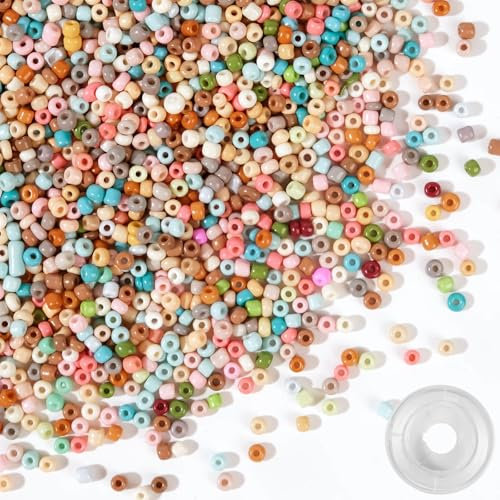 Packra Bunte Glasperlen 3mm, Perlenset Armbänder Selber Machen, 210g, Runde Armbandperlen, Schmuckperlen, Farbe A, DIY Armbänder, Ketten & mehr