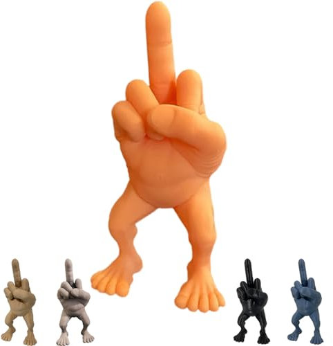 Middle Finger Figure with Legs,Funny Middle Finger Statue Decor,Middle Finger Statue,Creative Resin Finger Sculpture,Hand Gesture Desk Statues, Finger Sculpture Decor for Living Room (Orange,7.5cm)