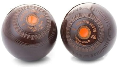 DRAKES PRIDE BROWN SIZE 2lbs 14oz HI- DENSITY CROWN GREEN BOWLS