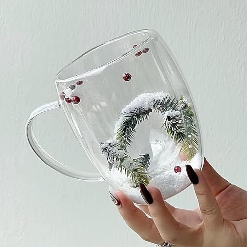 Richaa Weihnachtstasse Weihnachtsgeschenke Latte Macchiato Gläser Doppelwandige Gläser Cappuccino Tassen Kaffeetassen Christmas Mug Weihnachtsbecher Weihnachtsgläser Geschenk Weihnachten 350ml
