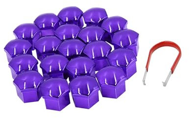 A ABSOPRO 20Pzas 17mm Plástico Morado Hex Tapa de Polvo Portector de Tuerca de Rueda de Coche Reemplazo de artículo