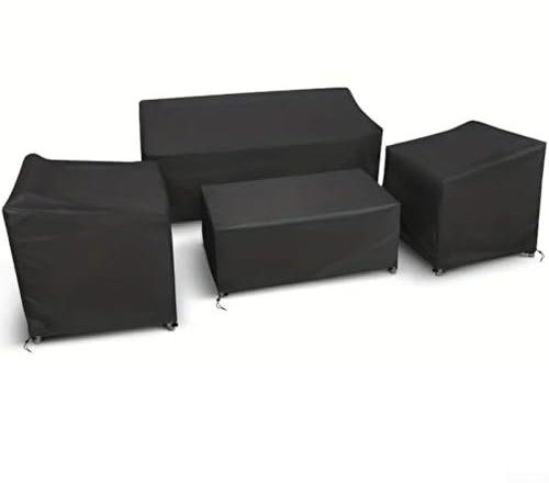 Besttoolifes Lot de 4 housses de protection robustes et fiables pour meubles de jardin, imperméable, résistante aux UV, résistante aux déchirures (noir 420D)