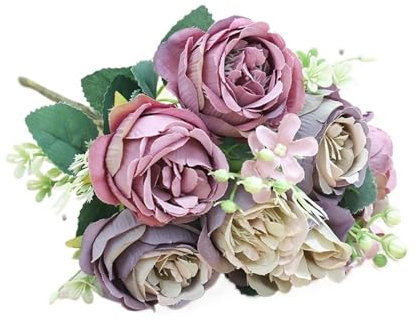 hixswnu 30 cm weißer Rosenstrauß aus Seide – künstliche Blumen für Weihnachten, Zuhause, Hochzeit, DIY-Dekoration, Bastelzubehör – realistisches gefälschtes Blumenarrangement