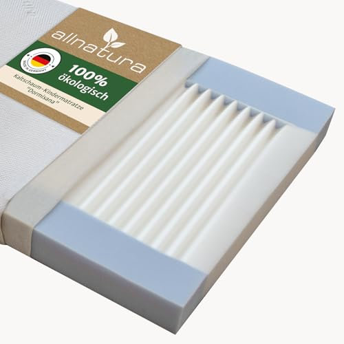 allnatura Kindermatratze Dormisana 60x120, Höhe 7cm - Ergonomische Kaltschaum-Babymatratze mit Trittkante, atmungsaktivem Bio-Baumwollbezug, schadstoffgeprüft & vegan - Geeignet für Kinderbetten