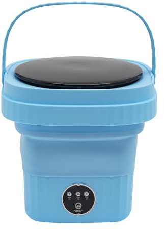 MINRS 6L Mini Lavadora Plegable, Camping Lavadora con centrifugado Plegable Portátil Portátil Lavadora Pequeña para Ropa Interior, Ropa de Bebé, Otras Prendas Pequeñas Azul