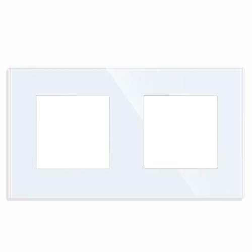 2er Glas Rahmen für Steckdose Schalter, Schuko Einzelsteckdose Wandsteckdose Steckdose 86x86mm EU-Standard | weiß - Rahmen 2er
