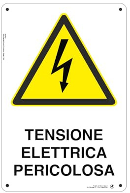 Cartello Segnaletico Tensione elettrica pericolosa Alluminio Premium 20x30 cm – Made in Italy, Resistente Esterno, Stampa HD, Installazione Facile, Conforme Normative
