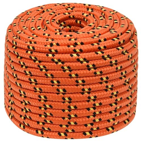 Tidyard Corde de Bateau en Polypropylène 12mm x 25m, Corde Tressée Résistante aux Intempéries pour Voile, Canotage, Amarrage, Camping, Pêche – Résistance à la Rupture 930kg