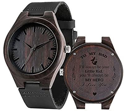 Jipersuo Geschenke für Männer Name der Uhr Datum für Männer Holzarmbanduhr Benutzerdefinierte Holzquarz-Herrenuhr Herrenuhren mit Chronograph (Brown, One Size)