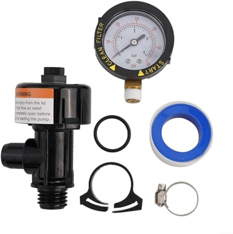 Válvula de alivio de aire manual para filtros de piscina y spa con manómetro integrado, kit de repuesto fácil de usar