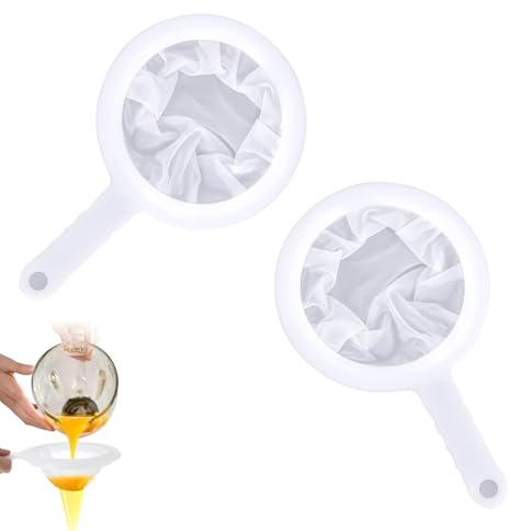 PHMING 2 Piezas Colador Plastico, Malla 200 Colador Malla Fina Nylon | Con Mango PP Filtro de Malla Colador de Cocina, para Filtrar Jugo, Leche de Soja y Leche