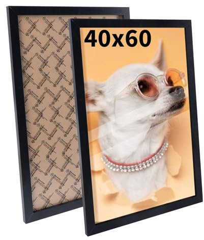 Truevaste 2 Stk. Bilderrahmen 40x60 cm Schwarz, MDF Fotorahmen, Klassischer Bilder Rahmen für Wand Tischbilderrahmen Picture Frame für Poster Dokument Hochzeitsfotos Abschlusszeugnis Jubiläum Geschenk