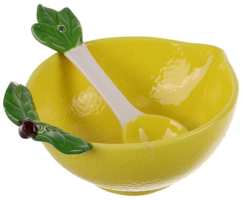 CIYODO 1 Ensemble Bol de Vaisselle au Citron Fruits Bol de Cuisine Bol de Service à Dessert Bol à mélanger saladier délicat Bol pour Servir Bol à Dessert décoratif céramique Jaune