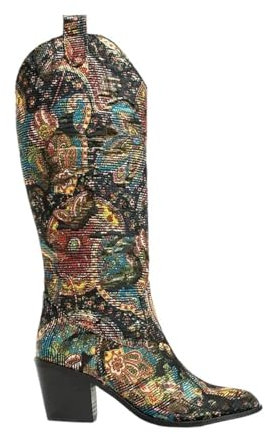 DYYEUAVT Stivali da cowboy colorati da donna, stivali alti fino al ginocchio e con tacco basso, for le donne, scarpe alla moda da donna, stivali con tacco spesso for le donne(36)