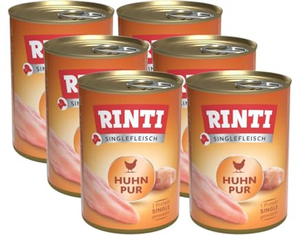 arelf Bundle RINTI-Singlefleisch Huhn 6 x 400g | Monoprotein Nassfutter | Getreidefrei, proteinreich & ohne Zusatzstoffe | inkl. Snack Dokas Hühnchenrolle