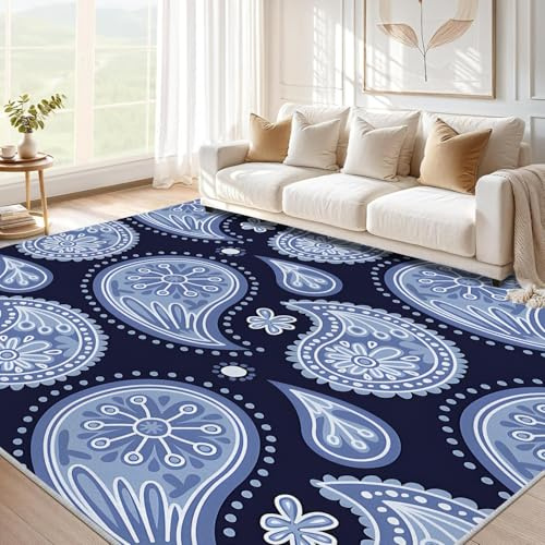 buyluhn Waschbarer Kurzflor Teppich 200x300 cm – Extra Groß, Aquarell Rosen Floral Teppich Marokkanisch Gepunkteter Akzent Teppiche für Wohnzimmer & Schlafzimmer QP 9