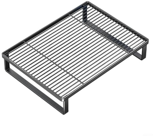 Microwave Oven Rack with Kitchen Stove Cover Holder and Metal Induction Cooker Stand Bracket Designed to Save Kitchen Counter Space (Black)