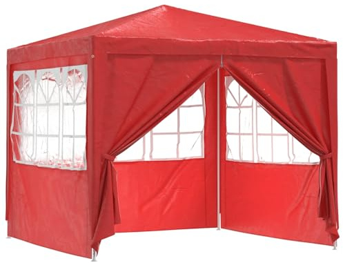 vidaXL Tente de fête Rouge 250 x 250 x 240 cm PE et Acier, Tente de fête Moderne, Ombre en extérieur, abri temporaire, auvent d'événement, Mariage, Jardin, Festival