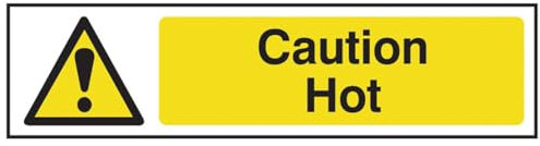 Scan SCA5115 Self adhesive PVC sign - Caution Hot - 200 x 50mm
