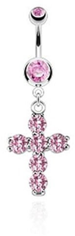 Tapsi´s Coolbodyart® Bauchnabelpiercing Edelstahl Chirurgenstahl 316L Zirkonia Kreuz Rot