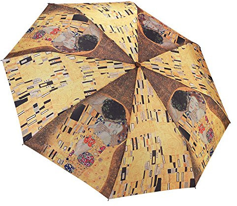 Blooming Brollies Taschenschirm, faltbar, Motiv: „Der Kuss“ von Gustav Klimt