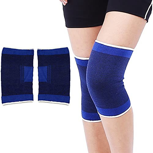 systemseleven Kniebandage – Leichte Kompressionsbandage mit elastischen Ärmeln für Gelenkschmerzen und Verstauchungen bei Bewegung, links oder rechts, für Männer und Damen (2 x Blau, Einheitsgröße)