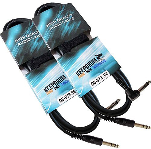 2 x gc -073 3 m cavo audio stereo jack da 6,3 mm spina angolare KEEPDRUM