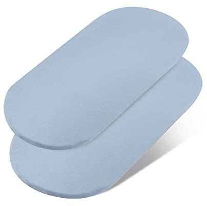 Family Bedding Moses Basket Fitted Sheets Set - 100% Jersey Cotton Bassinet Size Newborn Hypoallergenic Breathable Easy Care Super Soft for Baby Bassinet (Pack of 1, Blue)