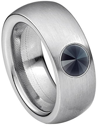 Heideman Ring Damen Coma Silber Edelstahl mit Zirkonia weiß matt | Coma Statement-Ring Silber, Edelstahl, breiter matter Bandring mit Rivoli-Kristall, Damenring, nickelfrei, Geschenk
