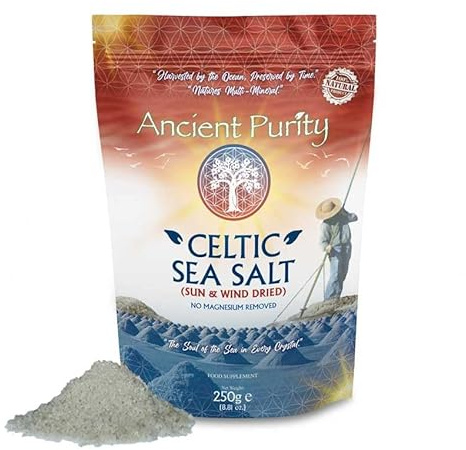 Celtic Sea Salt - Sun & Air Dried French Grey Sea Salt | Naturally Moist & Magnesium Rich 73+ Trace Minerals | Unrefined Living Salt - Ancient Purity 250g (8.8 oz.)