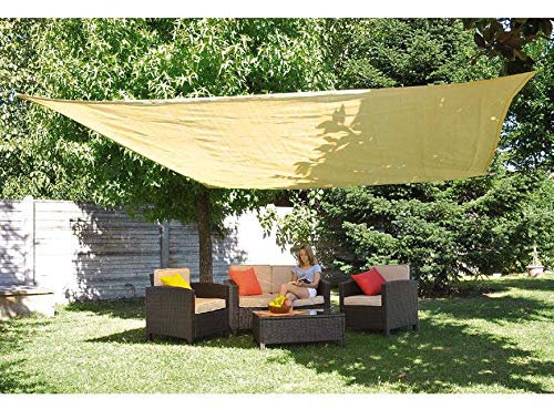 GARDEN TEAM Tenda Parasole Vela OMBREGGIANTE Quadrata 5X5 Metri Protezione Solare Raggi UV - Impermeabile - Resistente - Ecru