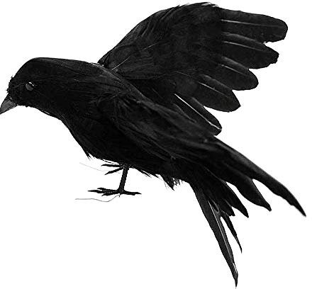 LWINGFLYER Krähe künstliche Krähe gefiederte Krähe Dekoration Vogel für Halloween Garten Bäume Dekoration