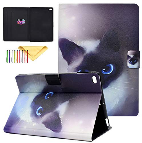 Uliking Funda para iPad Air 2, Apple iPad Gen 6ª/5ª generación 2018/2017, delgada y ligera, plegable, funda protectora para tablet iPad de 9.7 pulgadas 2017 2018, ojos azules de gato