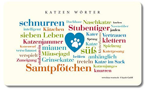 Frühstücksbrettchen Katzen Wörter
