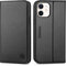 SHIELDON Hülle für iPhone 12, iPhone 12 Pro Handyhülle [Echtleder] [RFID-Sperre] [Kartenfach] [Magnet] [Stand], TPU Stoßfeste Schutzhülle Lederhülle Case Kompatibel für iPhone 12/12 Pro 6,1 Schwarz